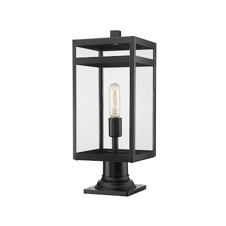 Z-Lite Nuri 1 Light Outdoor Pier Mounted Fixture, Black & Clear 596PHMR-533PM-BK